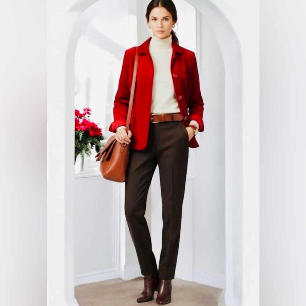 Talbots Red Corduroy Barn Jacket Women’s Size 12 NWT Lined Button Front Coat🎁